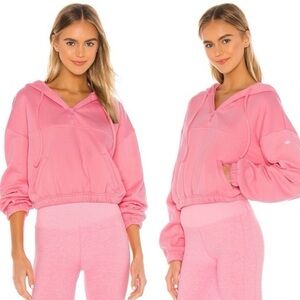 Alo Yoga Refresh Stadium Half Zip Hoodie Parisian Pink